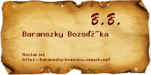 Baranszky Bozsóka névjegykártya